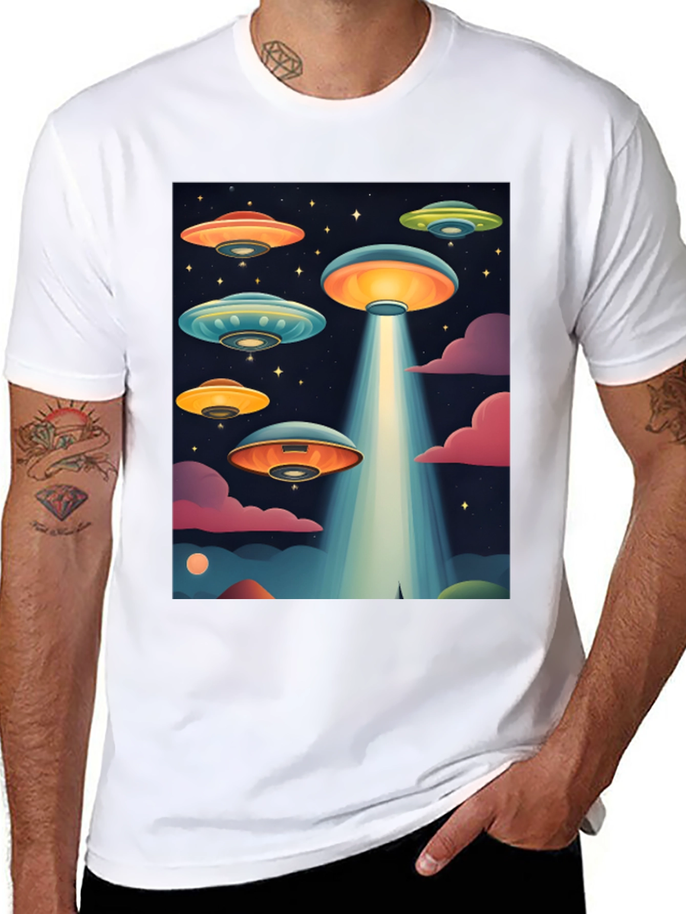 Retro UFO Graphic T-Shirt - Sci-Fi Alien Tee
