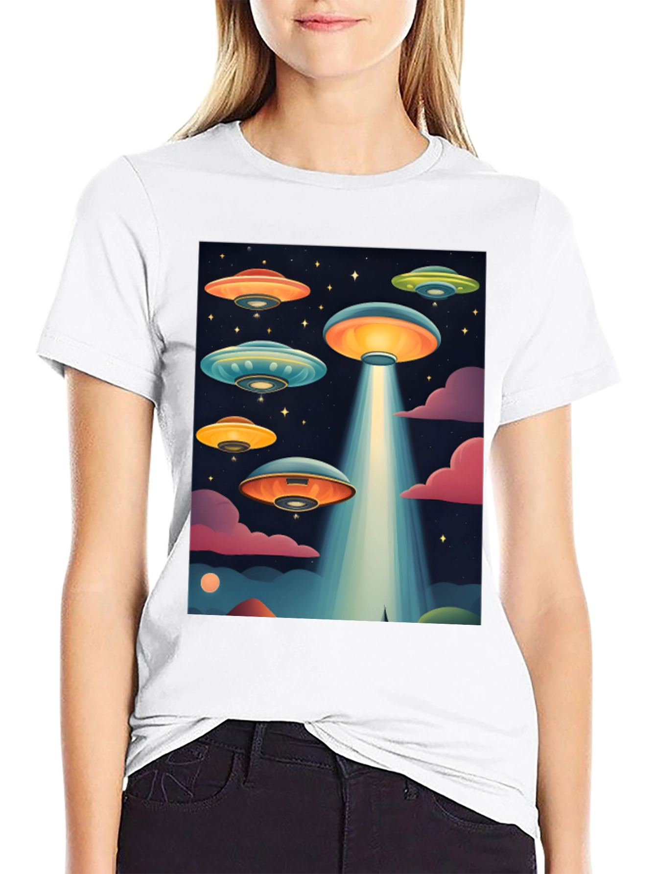 Retro UFO Graphic T-Shirt - Sci-Fi Alien Tee