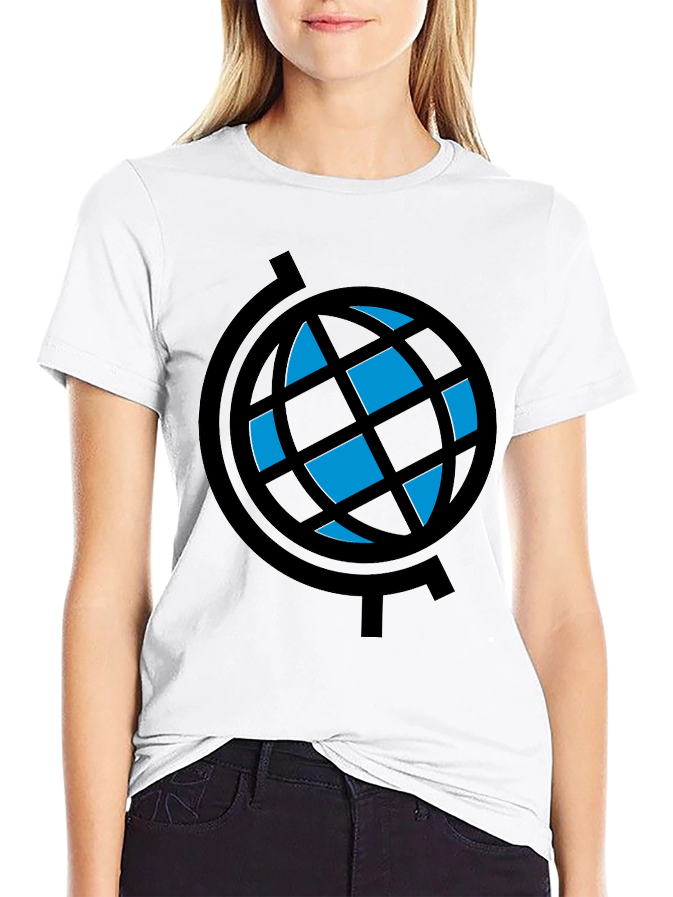 Globe Graphic T-Shirt - Black Crew Neck Tee