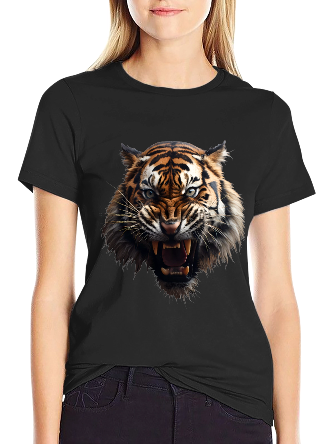 Fierce Tiger Graphic Black T-Shirt