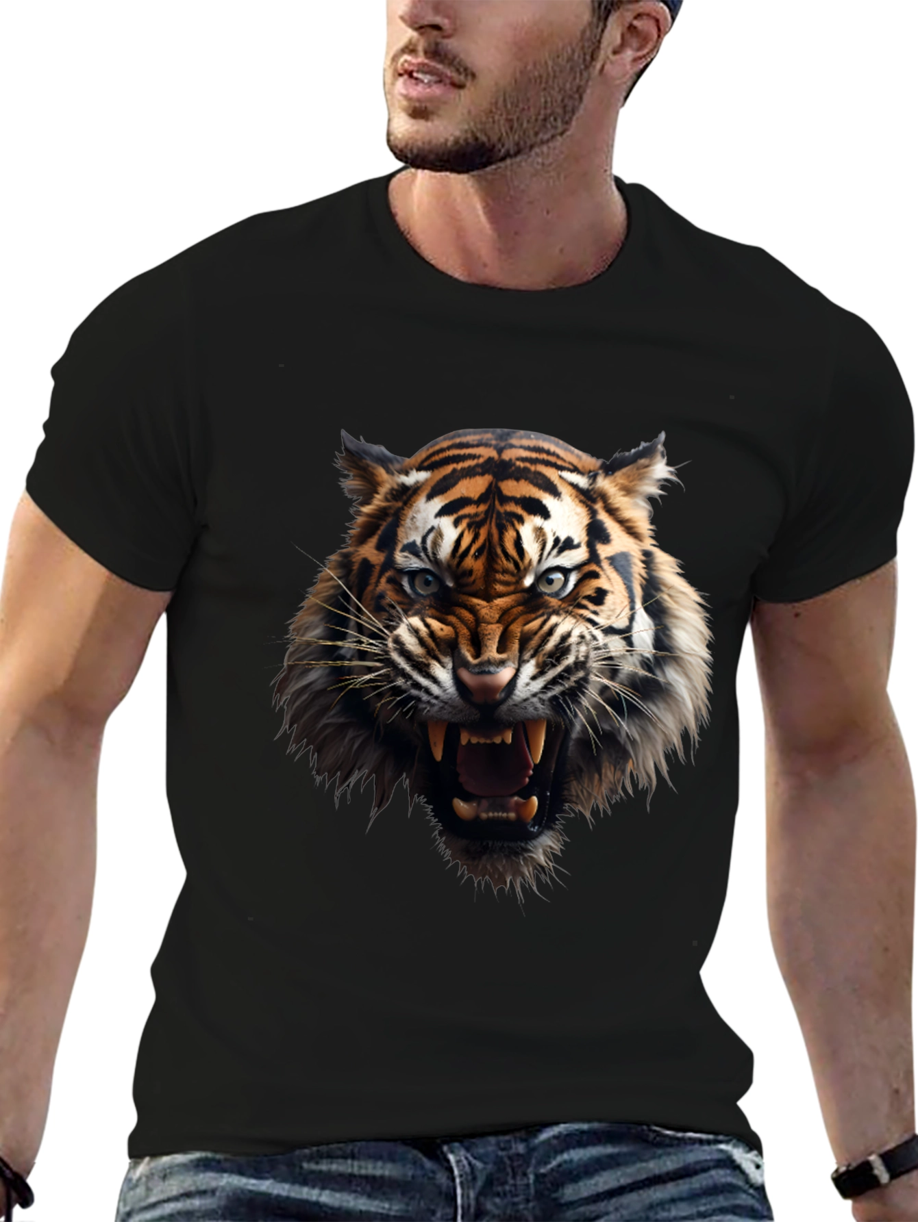 Fierce Tiger Graphic Black T-Shirt