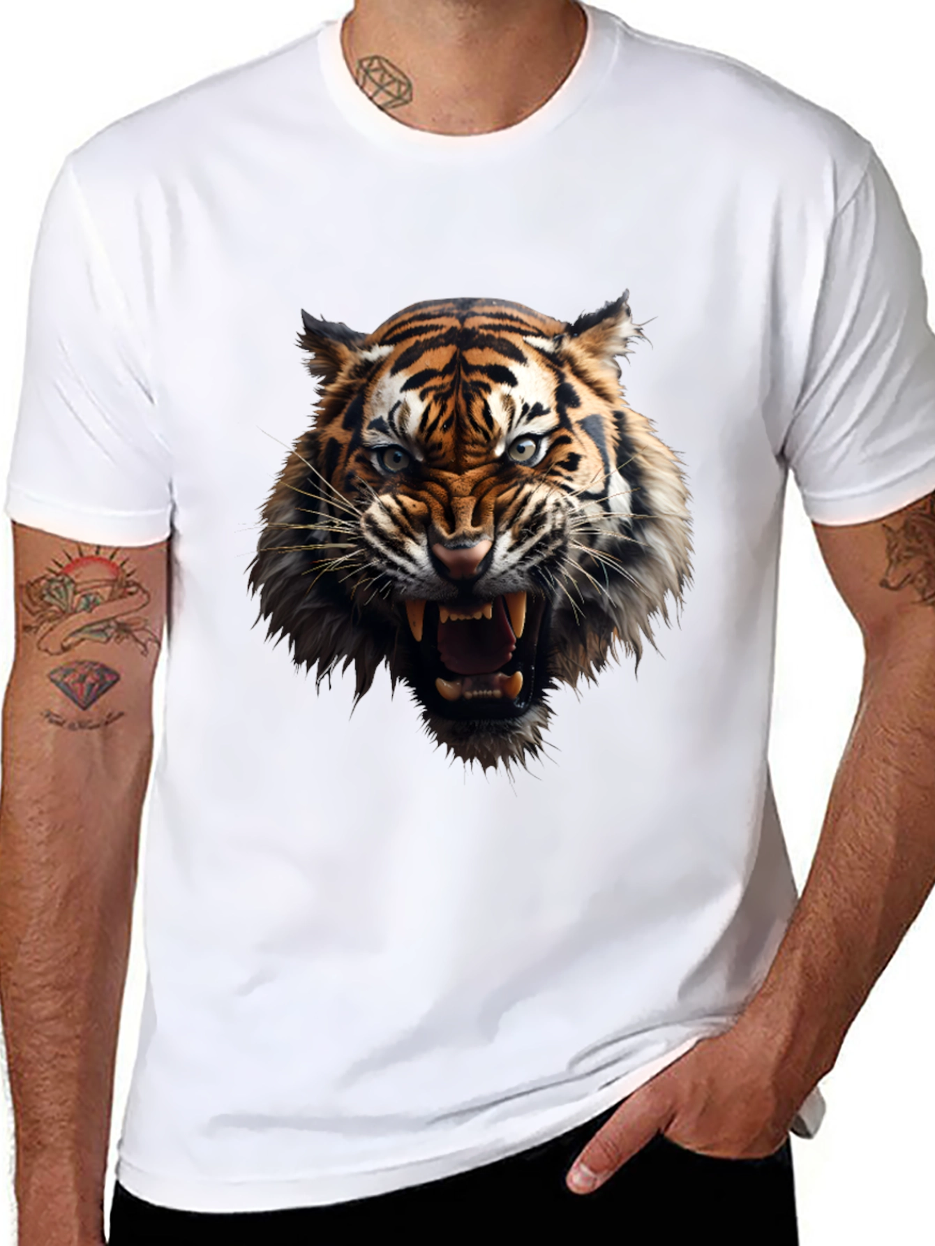 Fierce Tiger Graphic Black T-Shirt