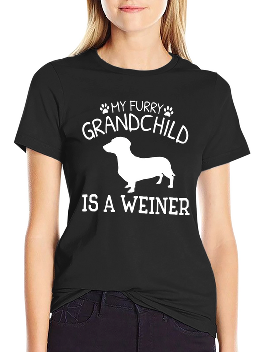 Funny Dachshund T-Shirt - My Furry Grandchild Is A Weiner