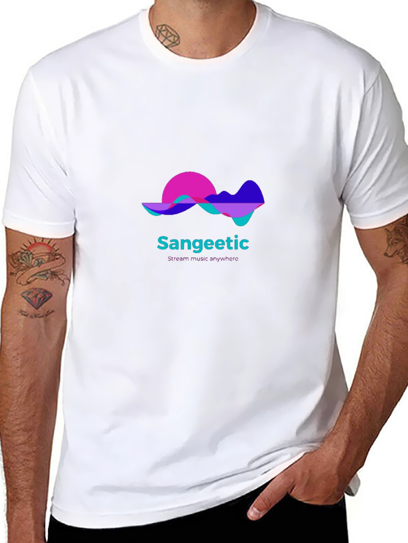 Sangeetic Stream Music Anywhere Black T-Shirt
