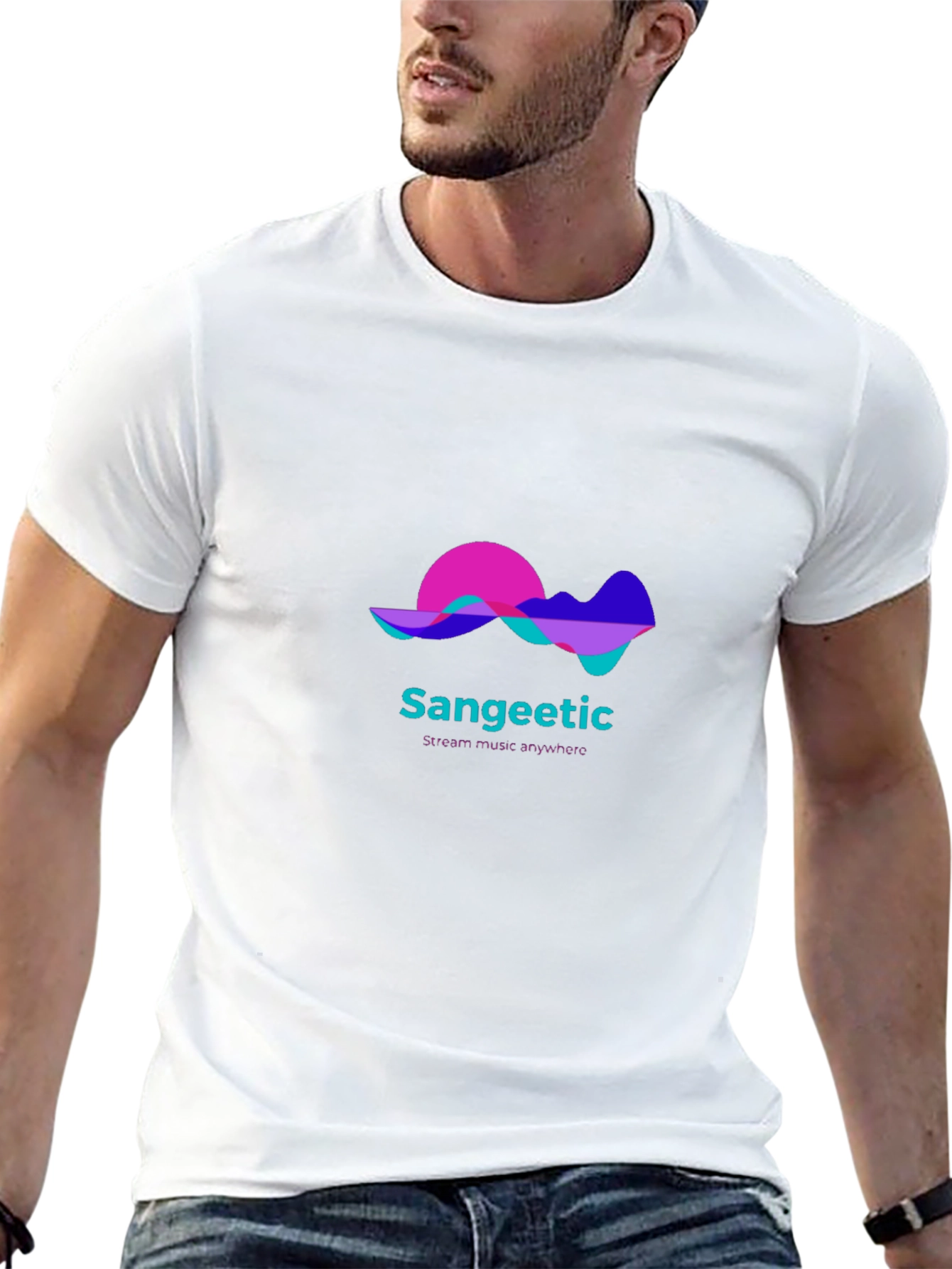Sangeetic Stream Music Anywhere Black T-Shirt