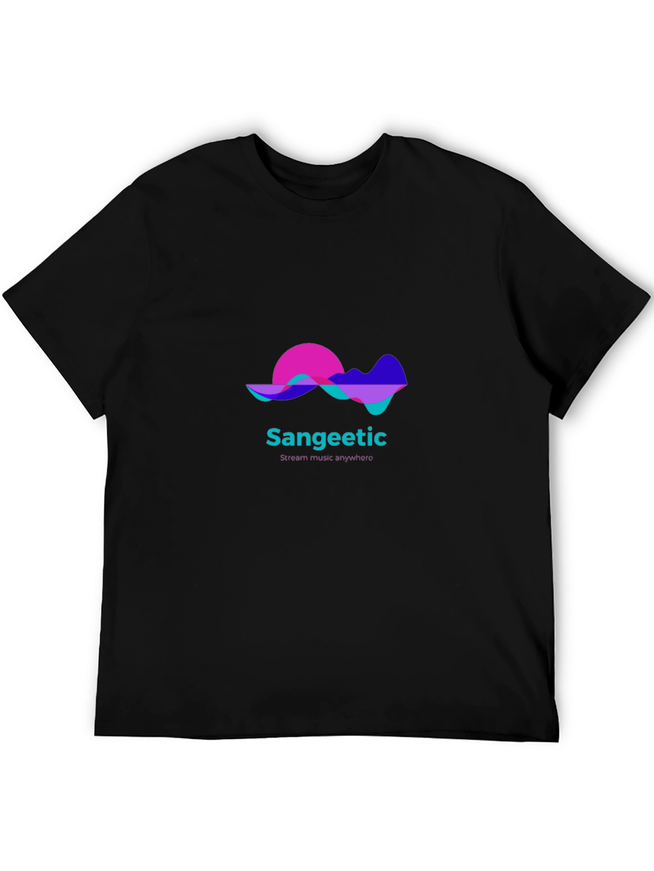 Sangeetic Stream Music Anywhere Black T-Shirt