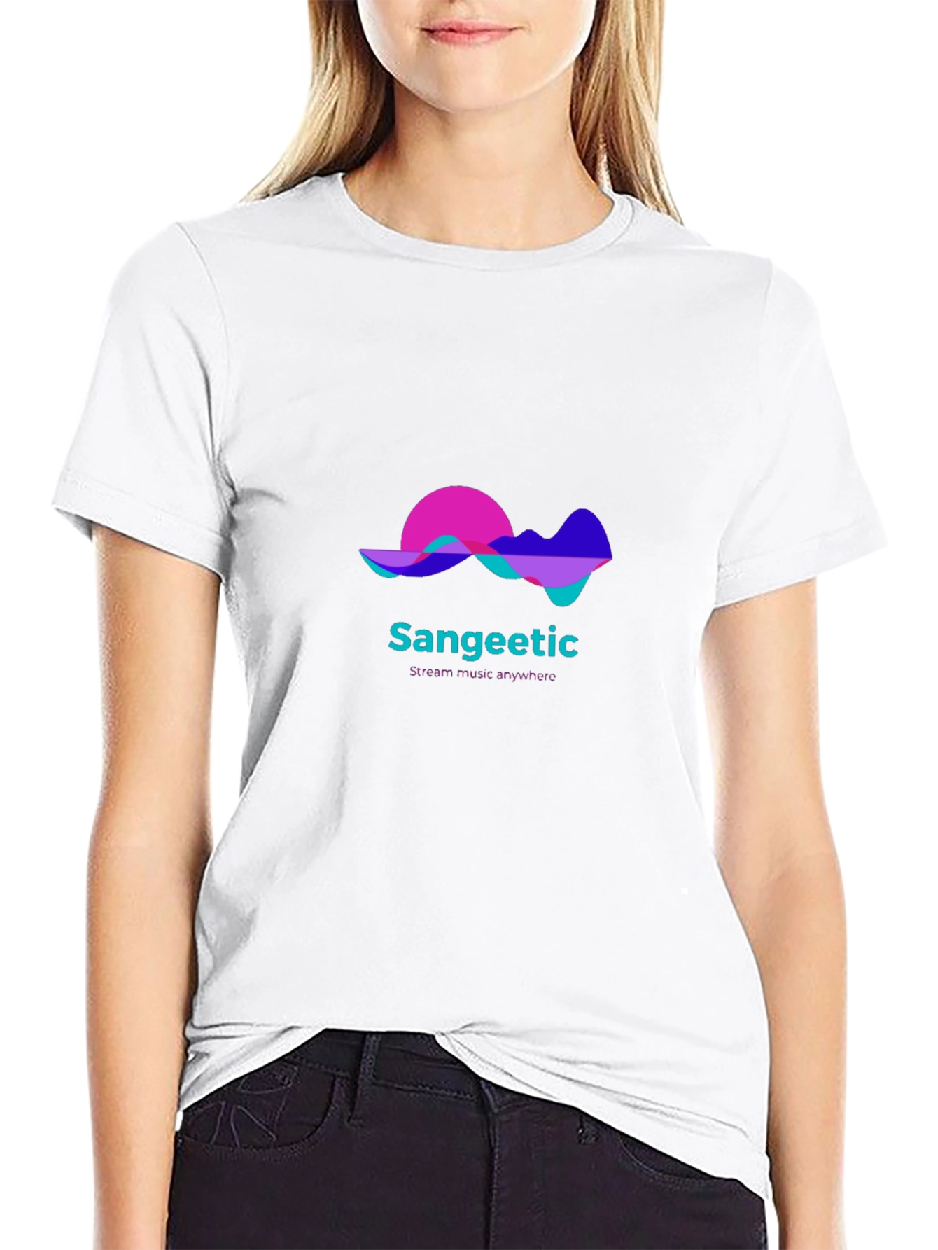 Sangeetic Stream Music Anywhere Black T-Shirt