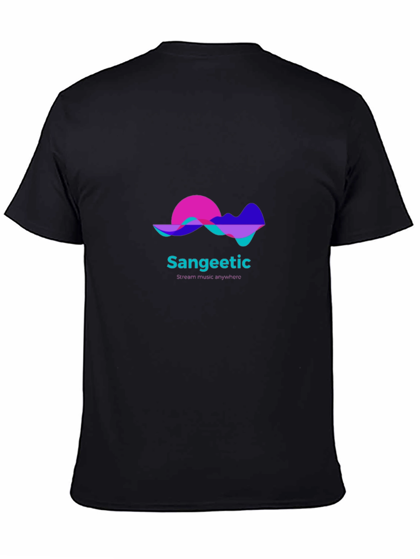 Sangeetic Stream Music Anywhere Black T-Shirt