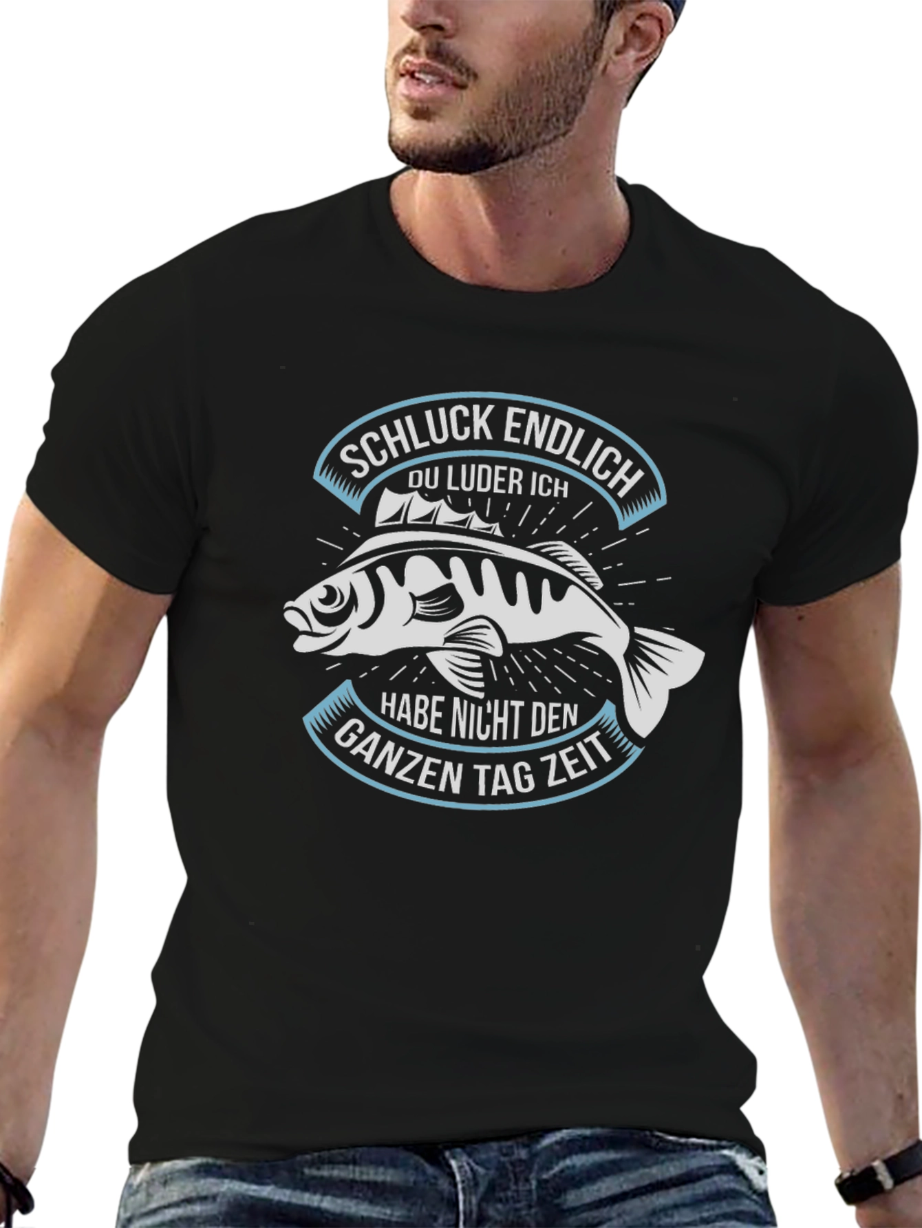 Funny Fisherman Graphic Tee - German Slogan