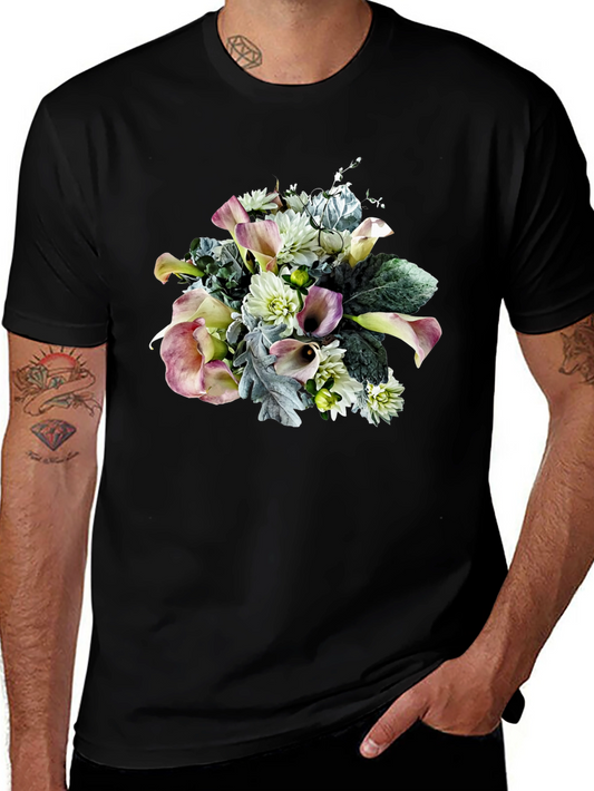 Floral Bouquet Graphic Black T-Shirt