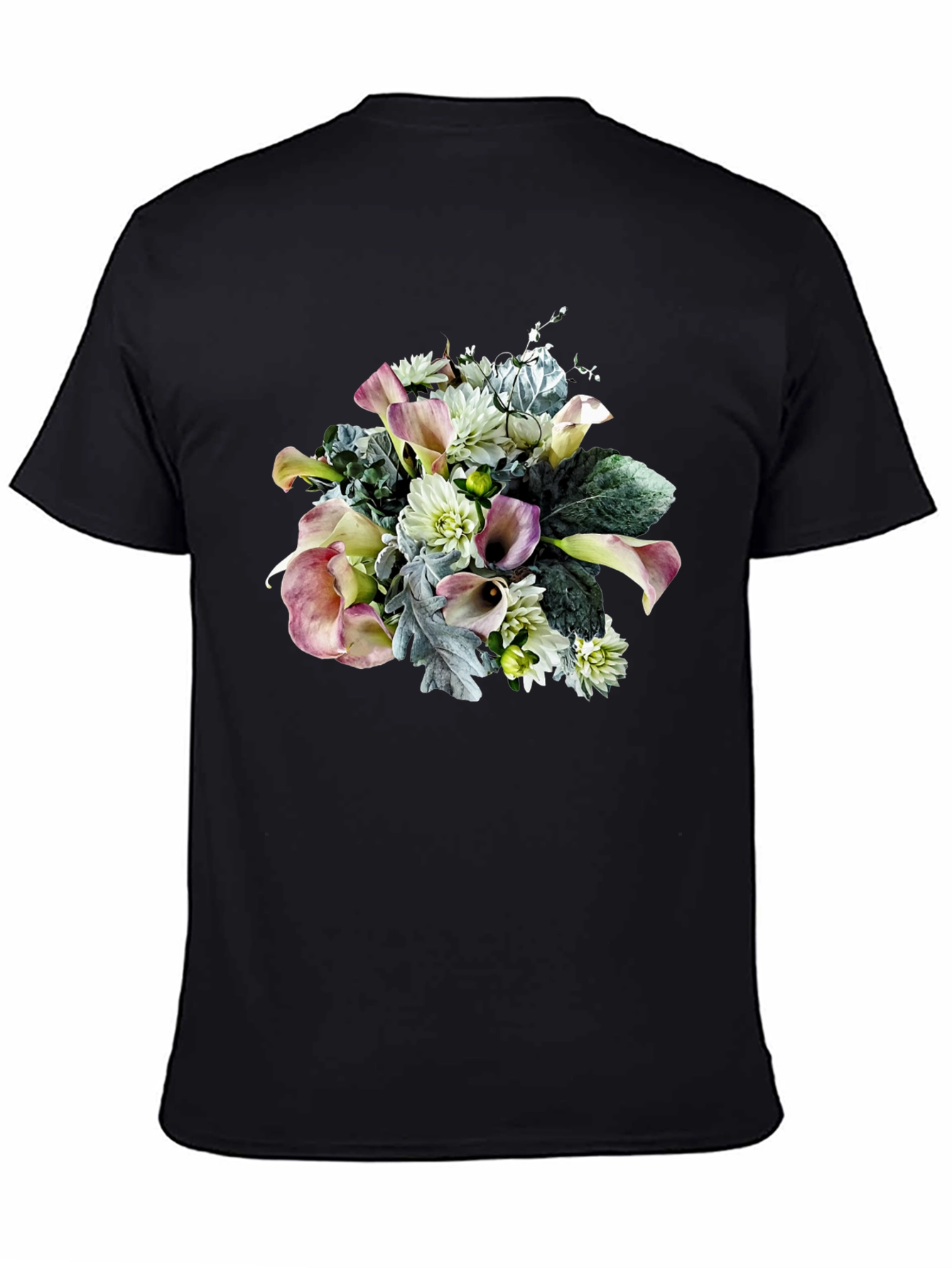 Floral Bouquet Graphic Black T-Shirt