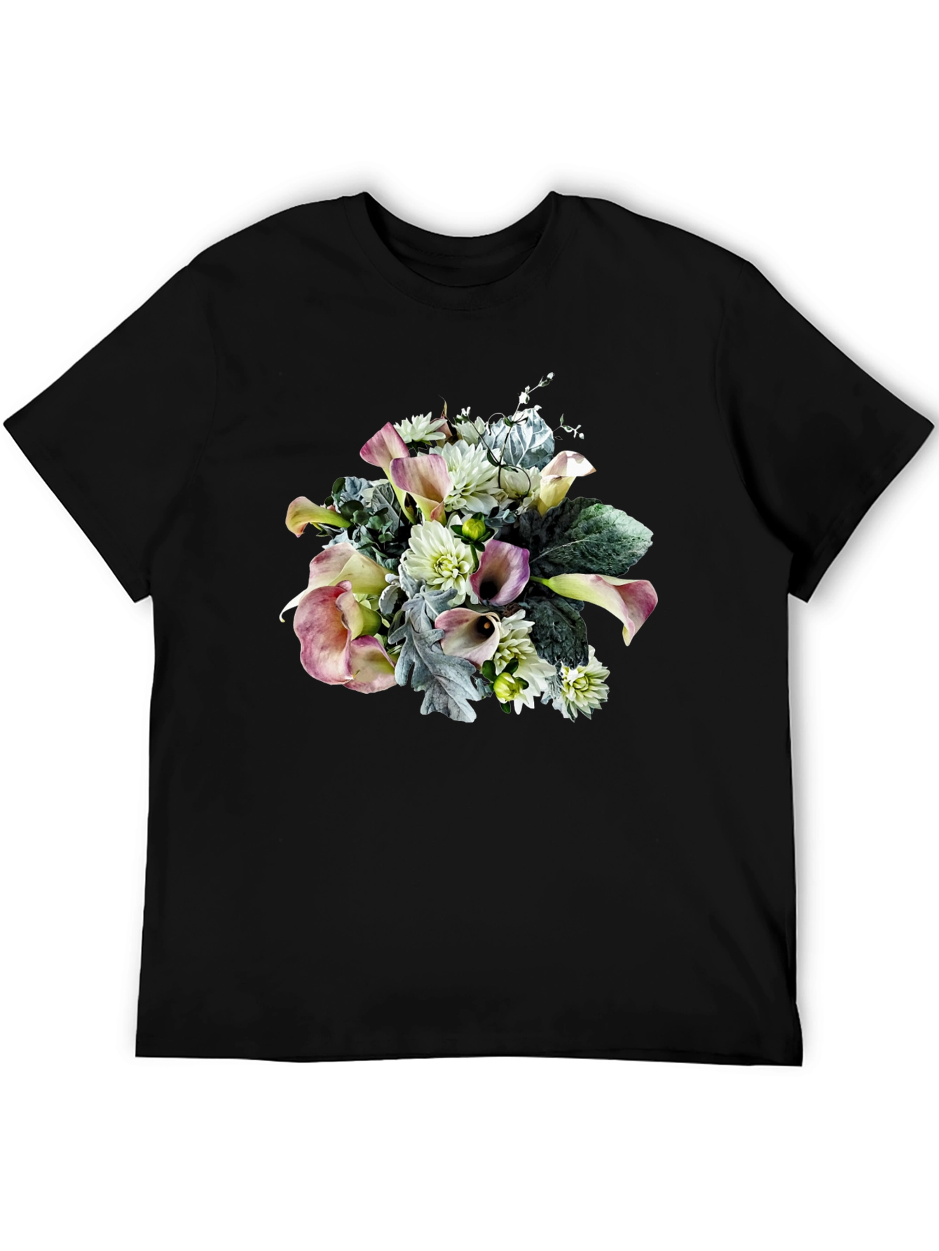 Floral Bouquet Graphic Black T-Shirt