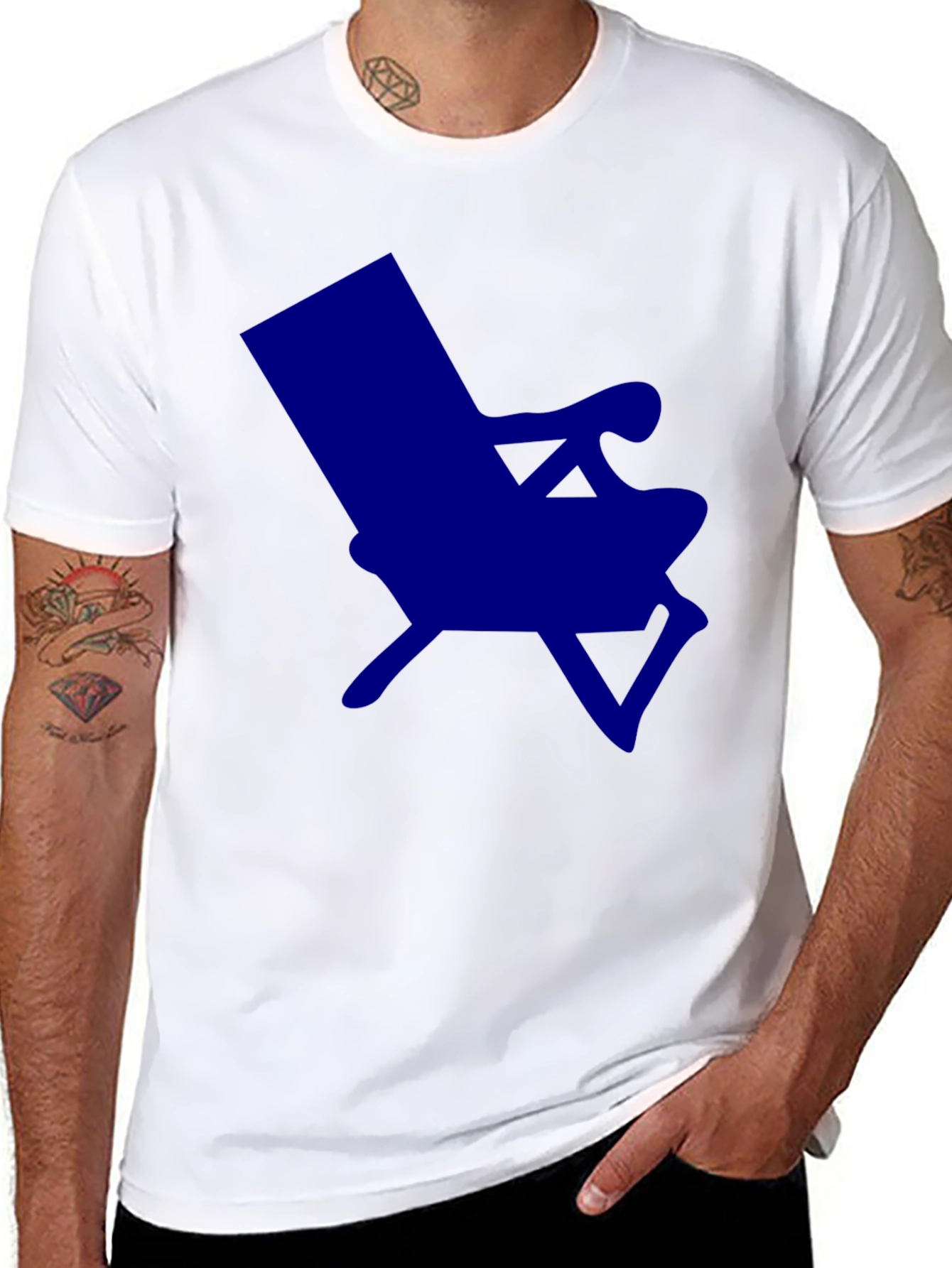 Modern Blue Chair Graphic T-Shirt - Casual Style