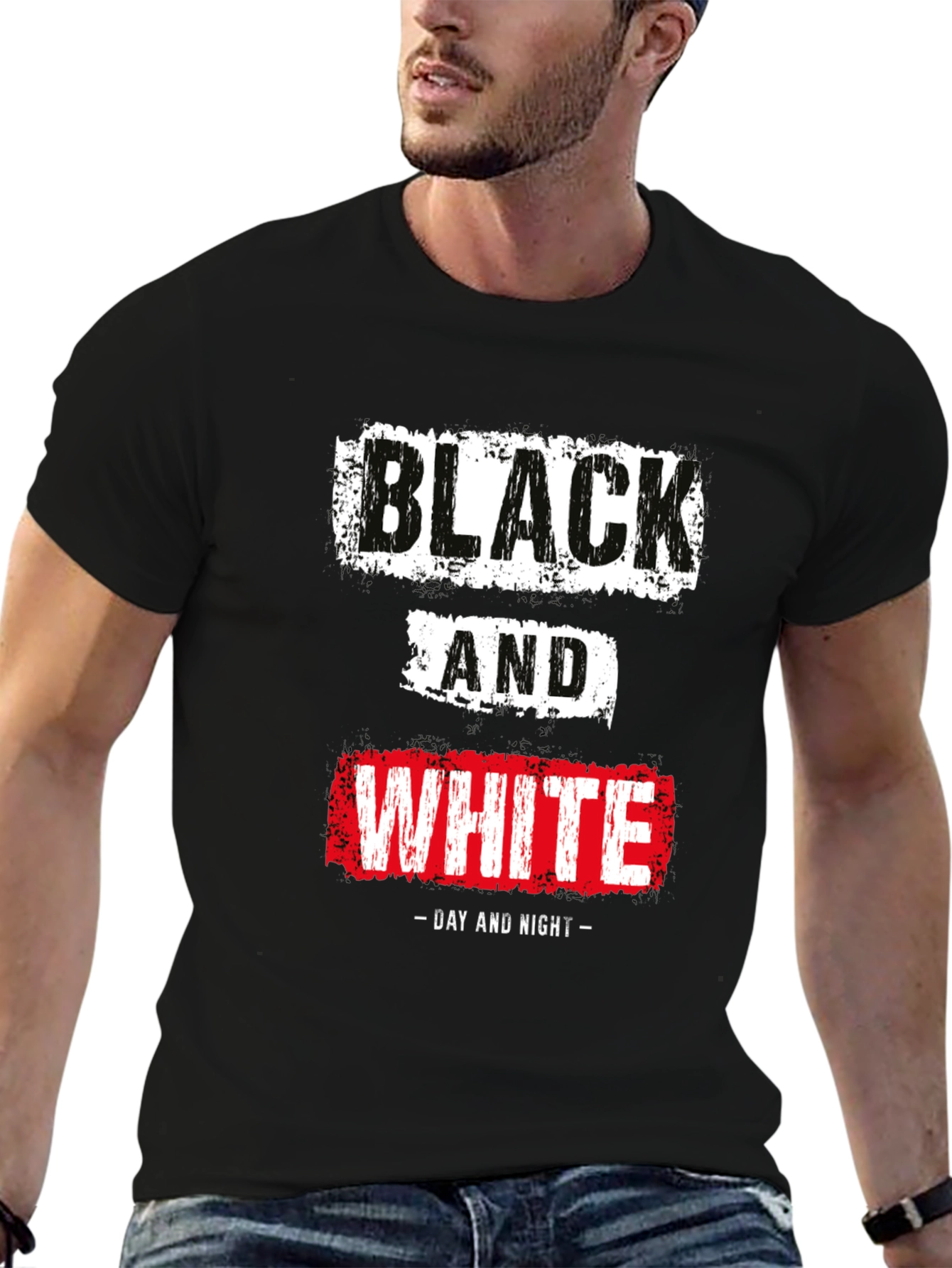 Black & White Day Night Graphic T-Shirt