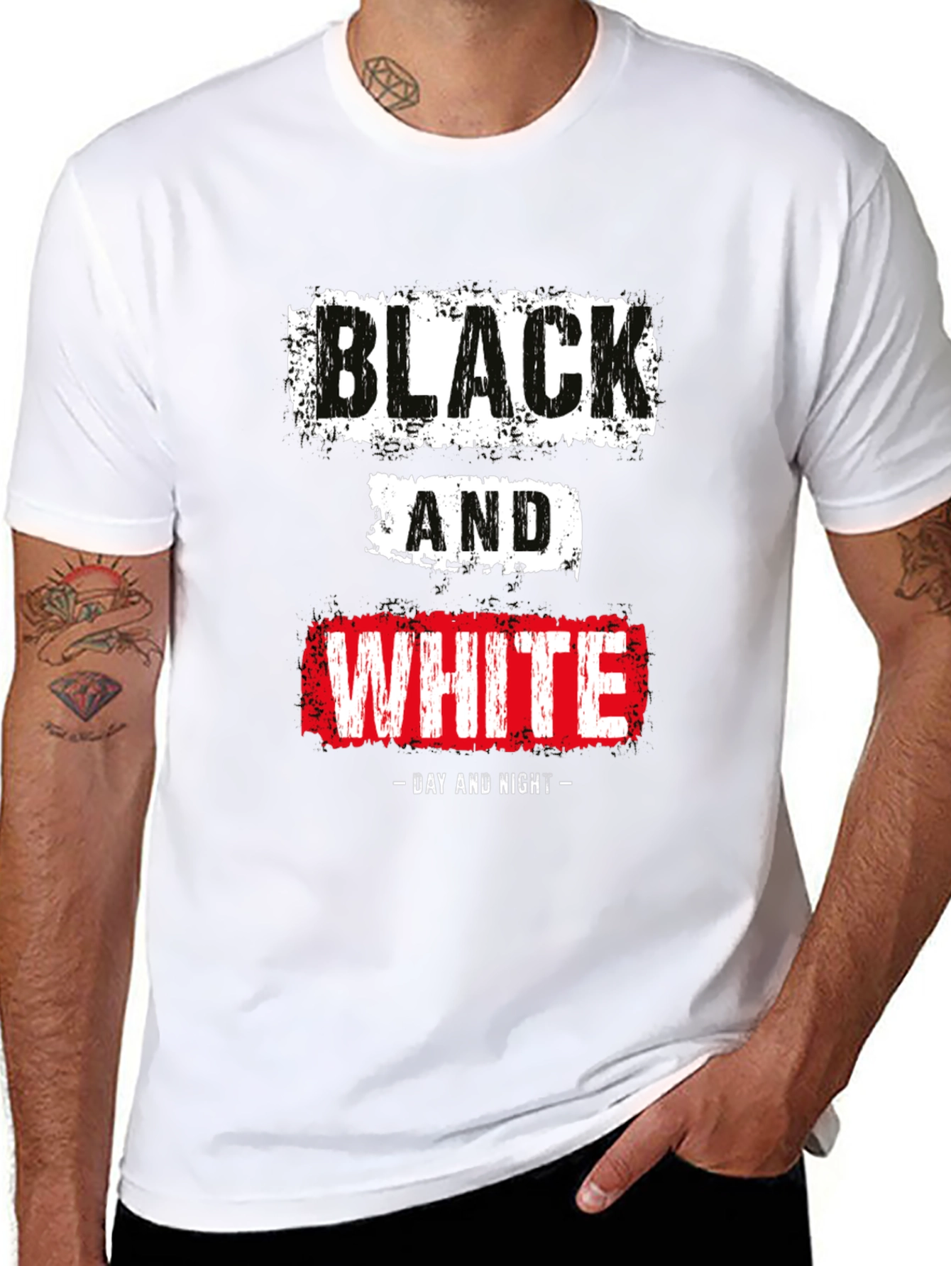 Black & White Day Night Graphic T-Shirt