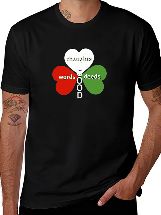Good Thoughts Words Deeds T-Shirt - Clover Heart