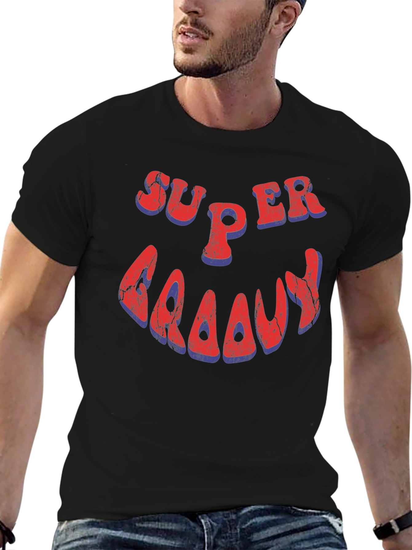 Super Groovy Retro Style Black T-Shirt
