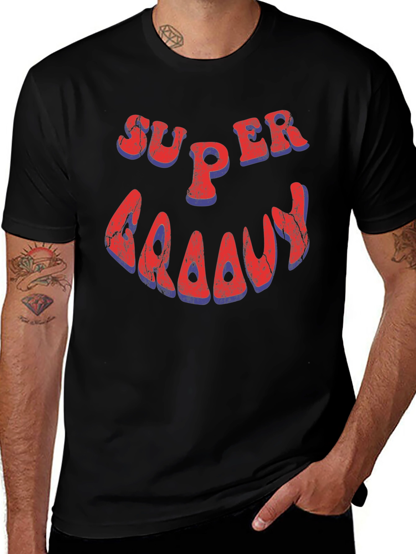 Super Groovy Retro Style Black T-Shirt