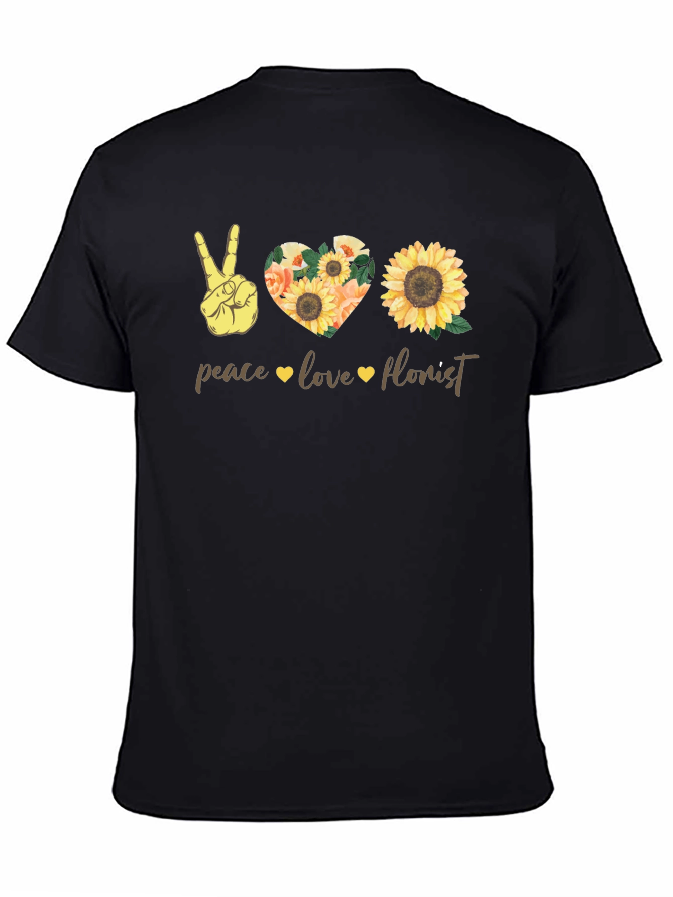 Peace Love Florist T-Shirt Sunflower Graphic Tee