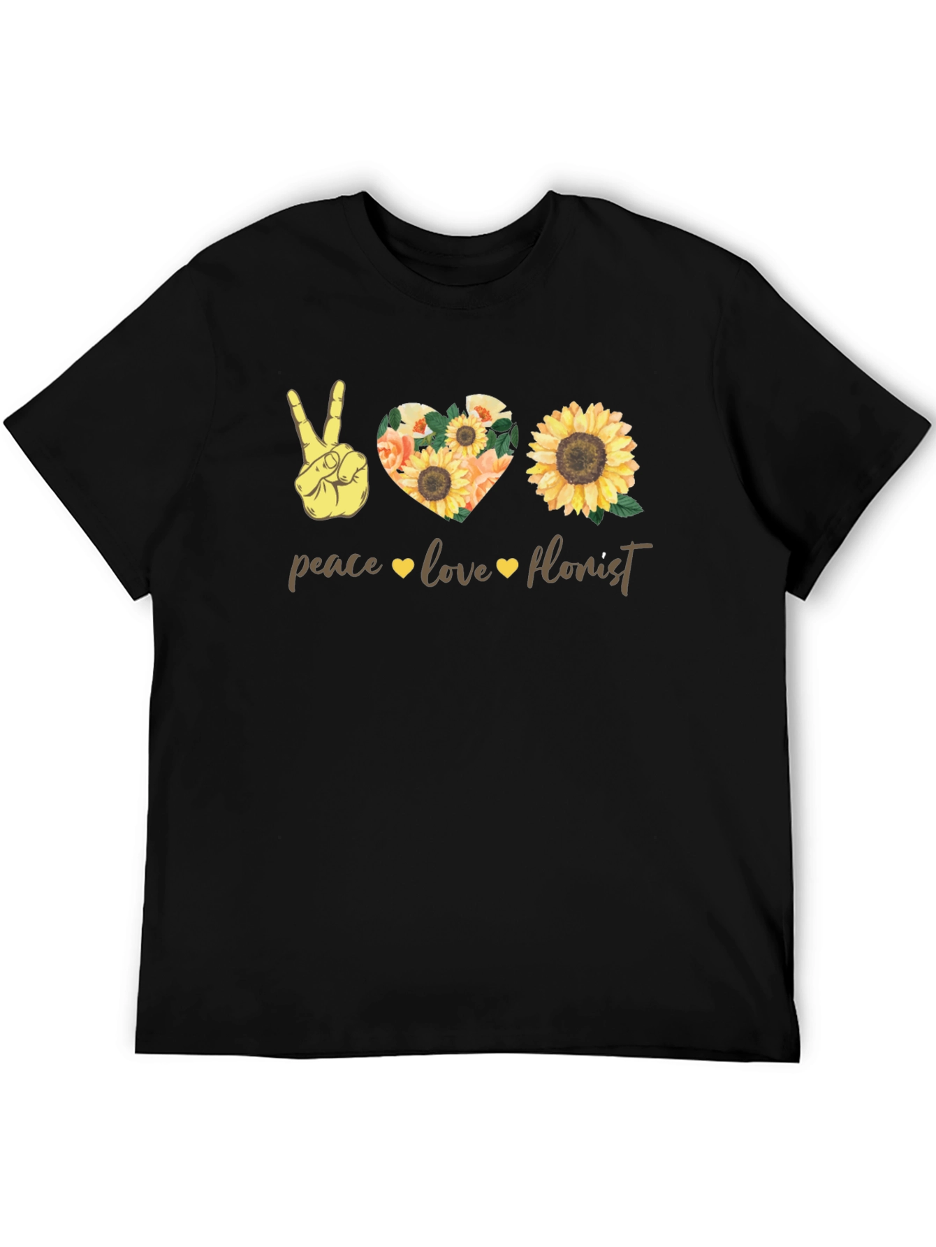 Peace Love Florist T-Shirt Sunflower Graphic Tee