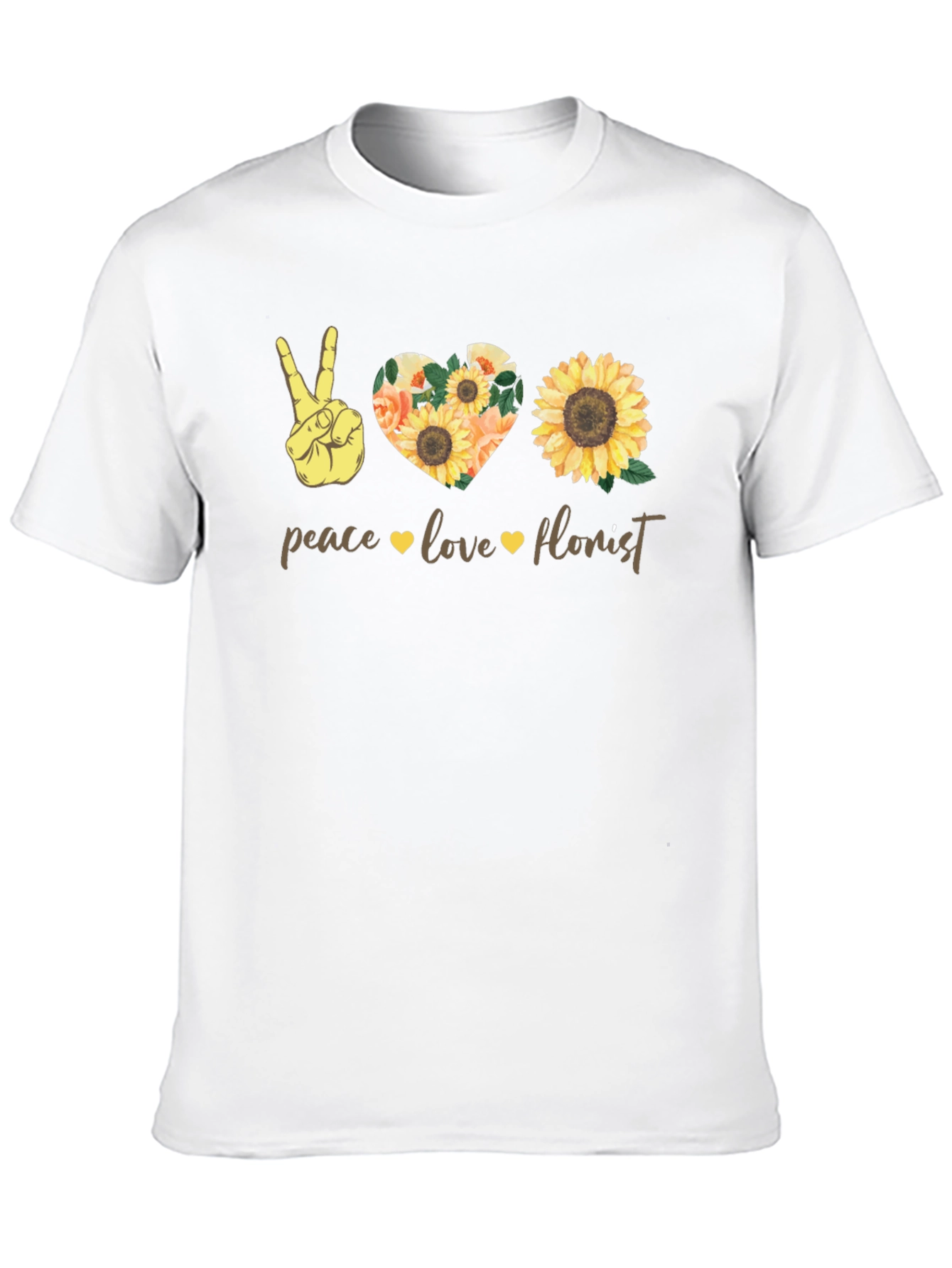 Peace Love Florist T-Shirt Sunflower Graphic Tee