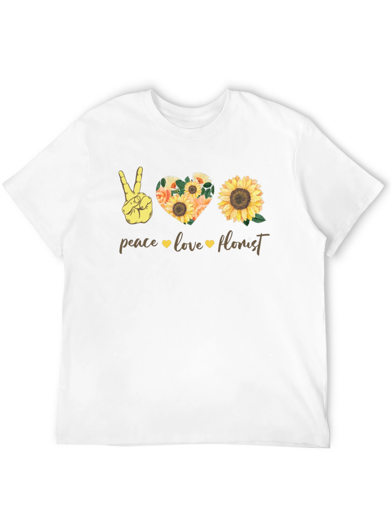 Peace Love Florist T-Shirt Sunflower Graphic Tee