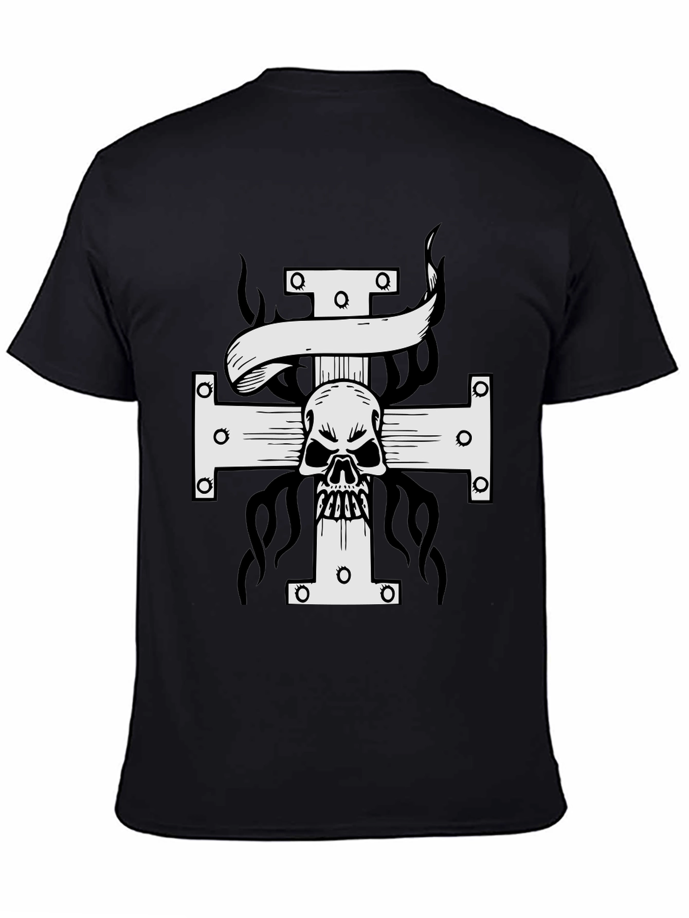 Skull Cross Graphic Tee - Black