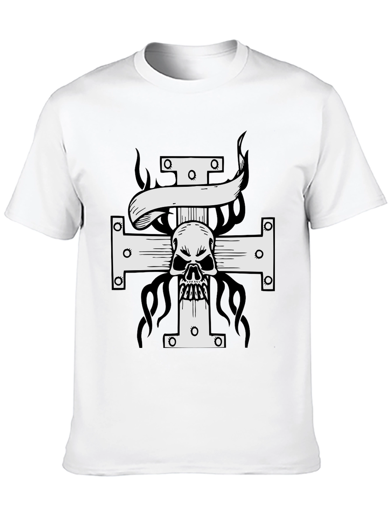 Skull Cross Graphic Tee - Black