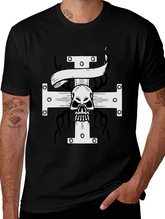 Skull Cross Graphic Tee - Black