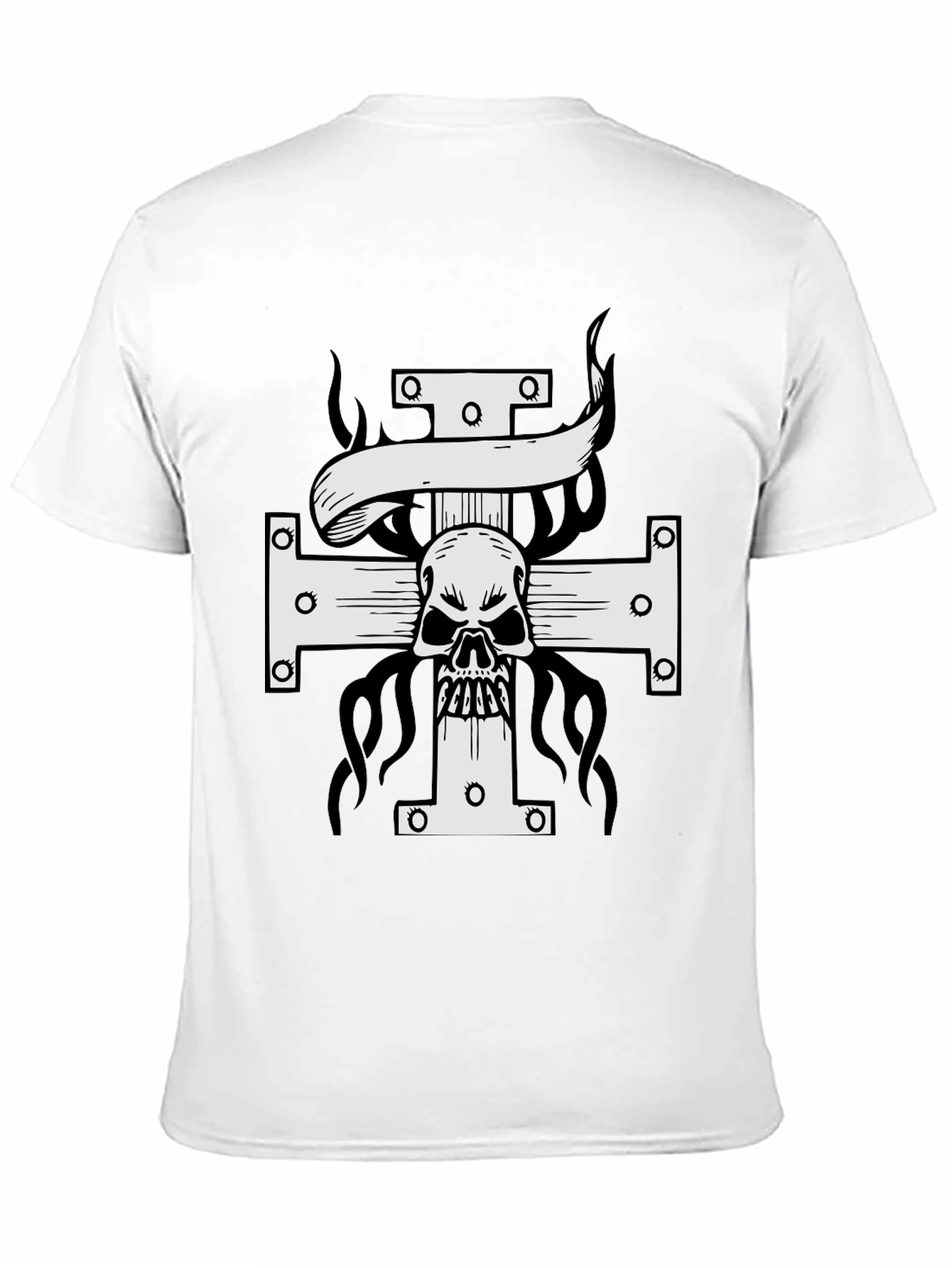 Skull Cross Graphic Tee - Black