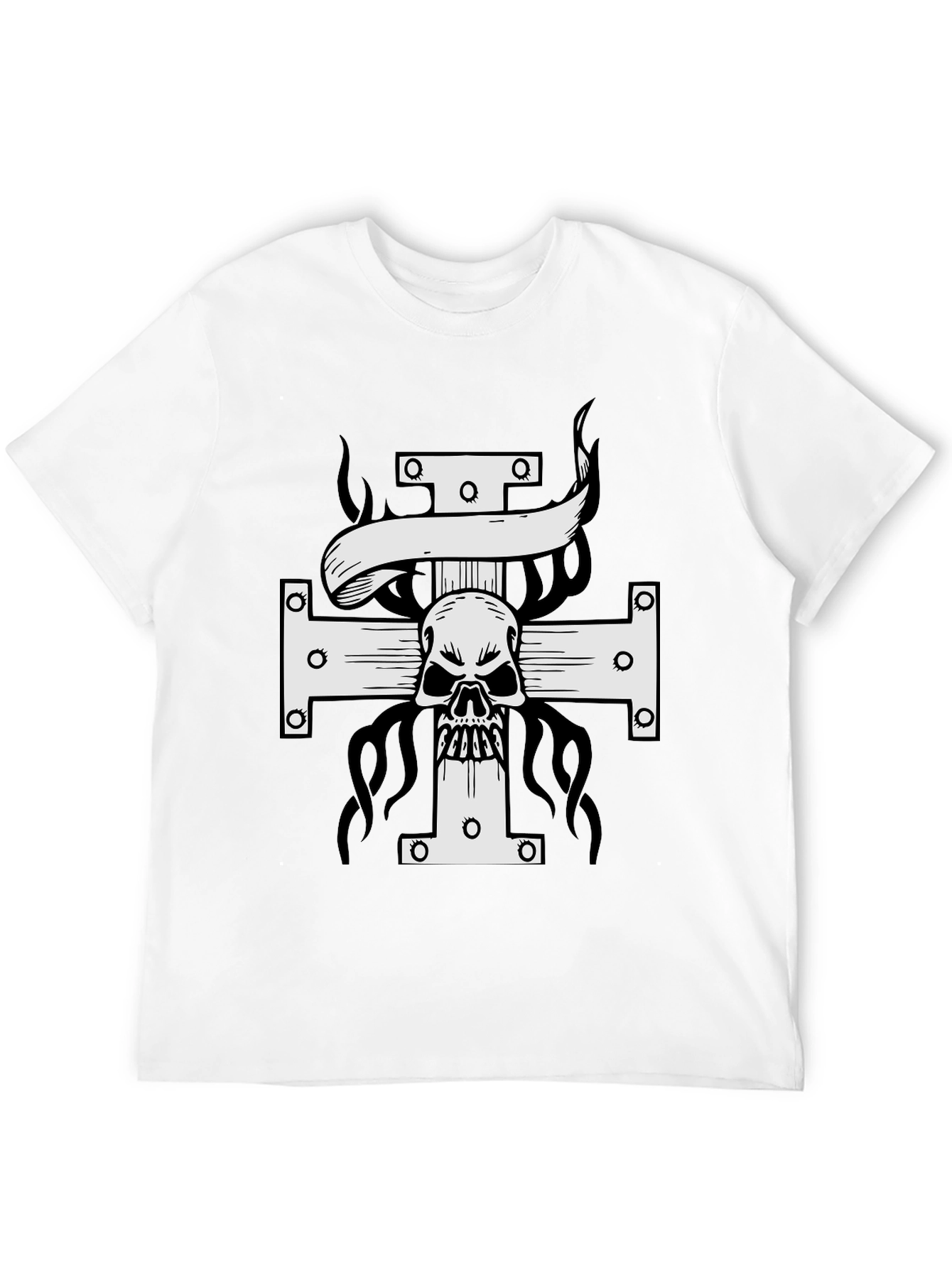 Skull Cross Graphic Tee - Black