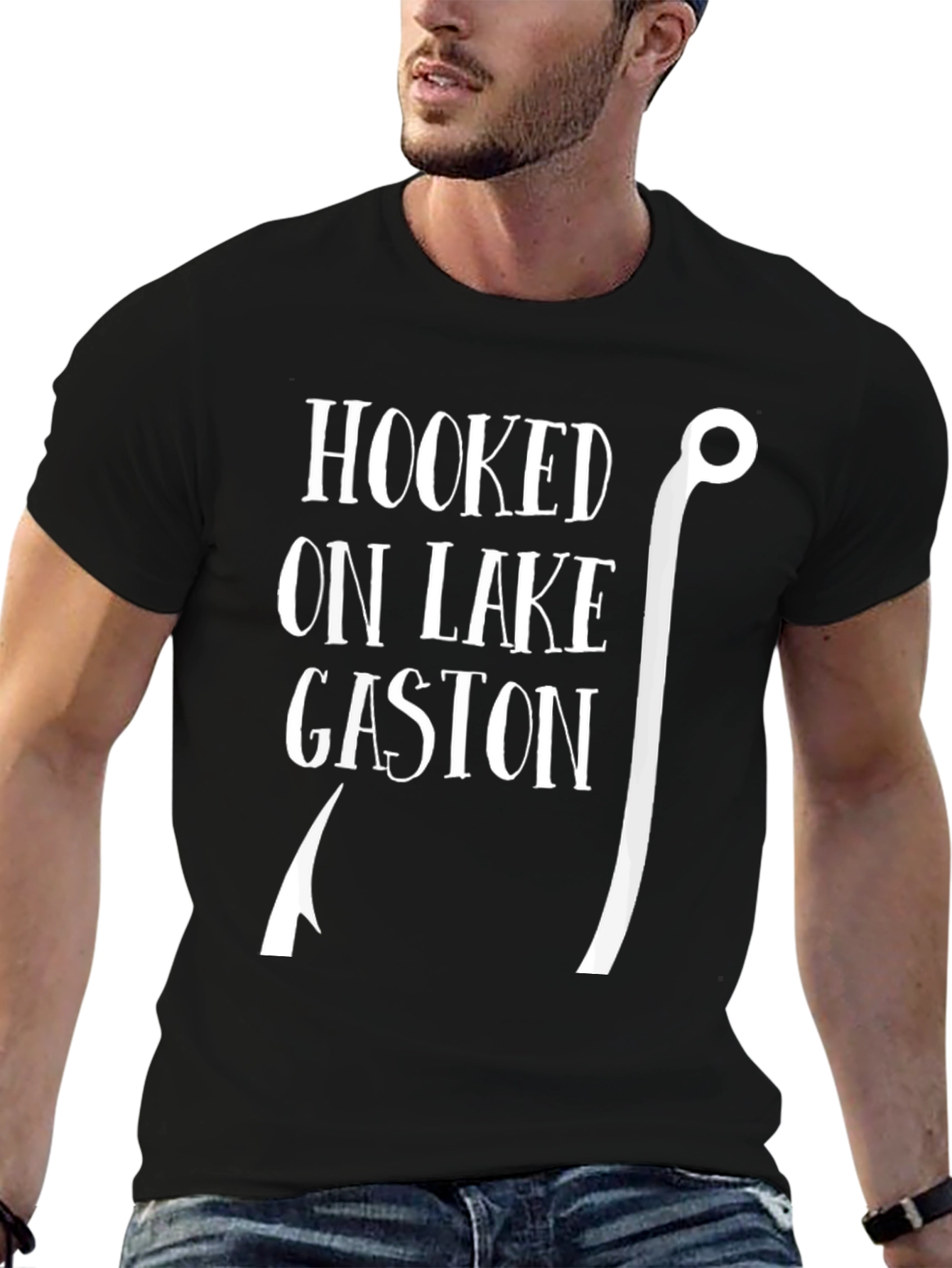 Hooked On Lake Gaston Black Graphic Tee