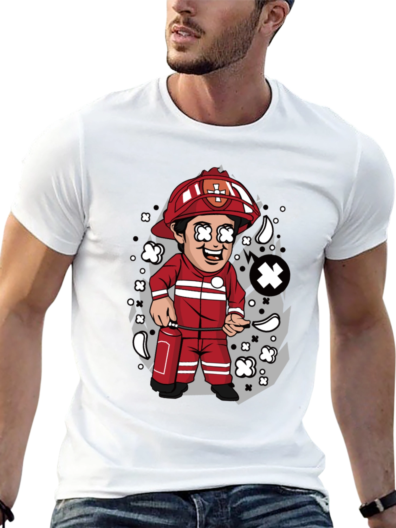 Cartoon Firefighter T-Shirt