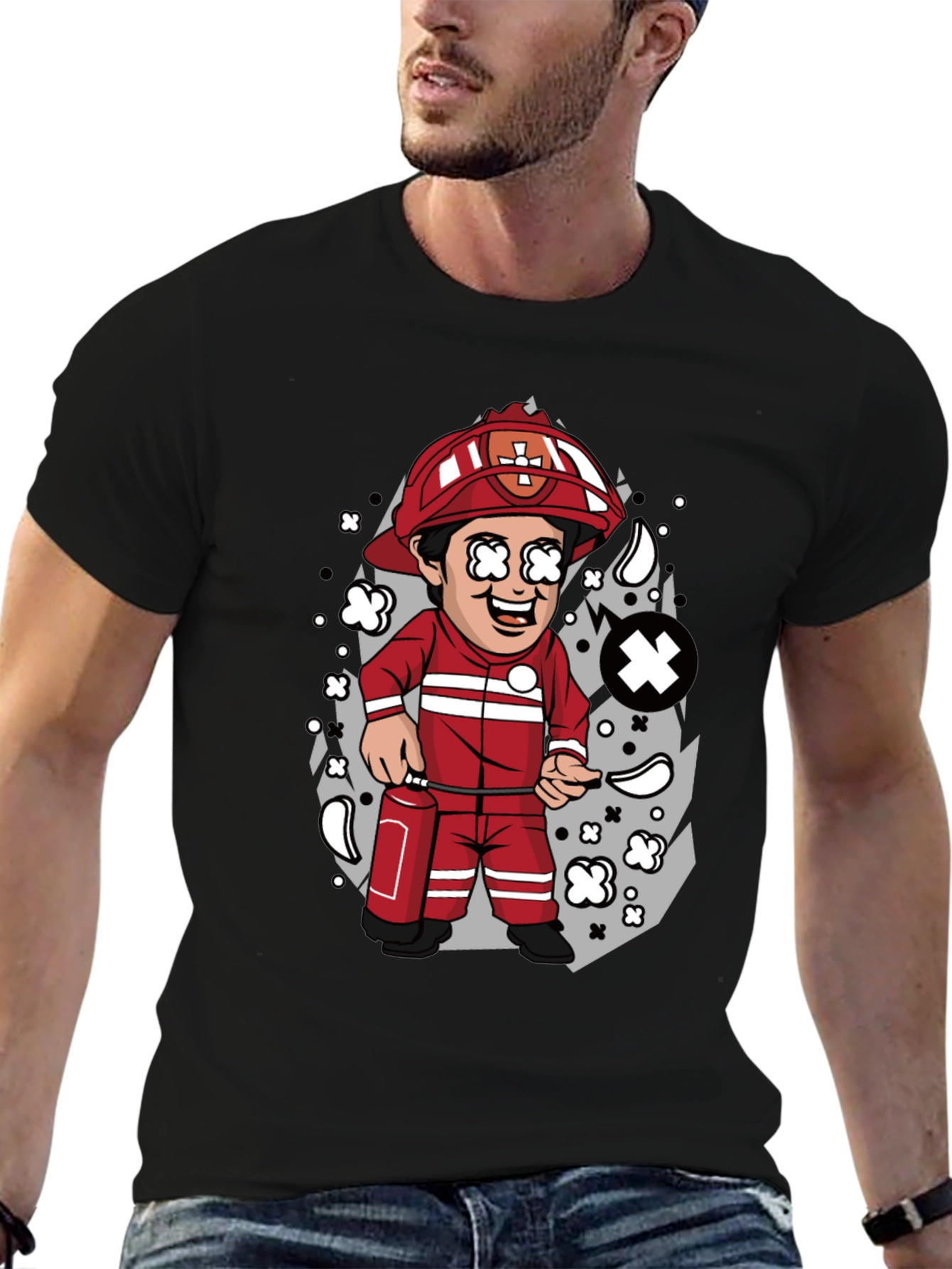 Cartoon Firefighter T-Shirt