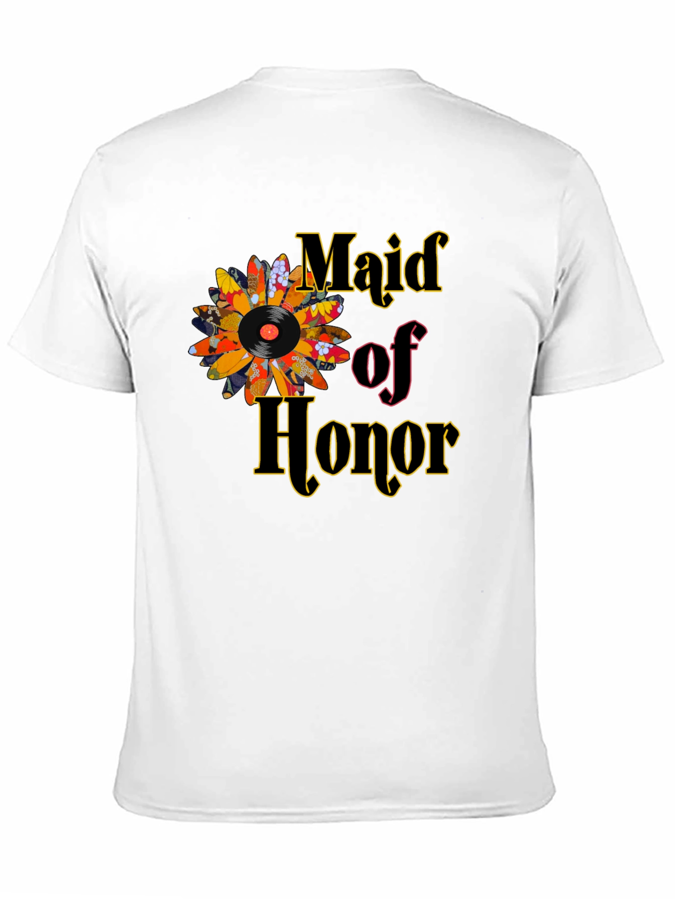 Maid of Honor Vinyl Flower T-Shirt