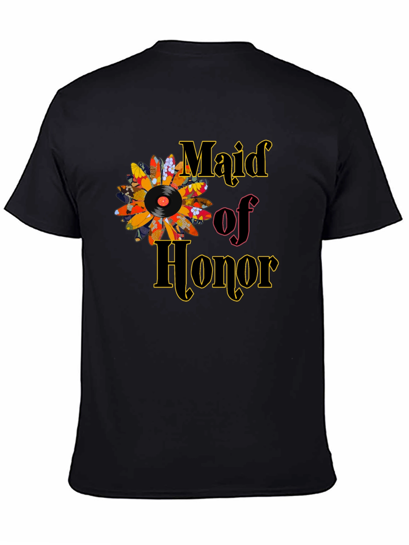 Maid of Honor Vinyl Flower T-Shirt
