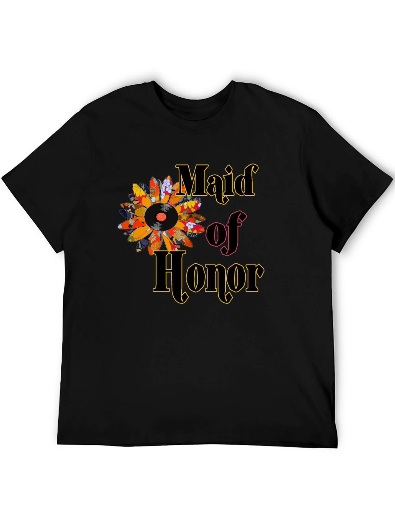 Maid of Honor Vinyl Flower T-Shirt