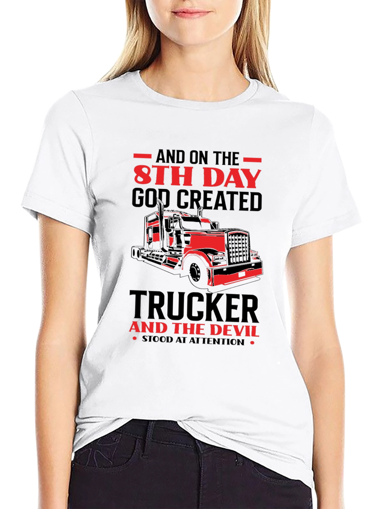 Trucker T-Shirt: 8th Day God Created Truckers
