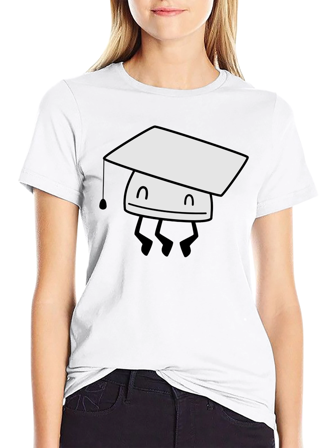 Graduation Bot T-Shirt - Black Cotton Tee