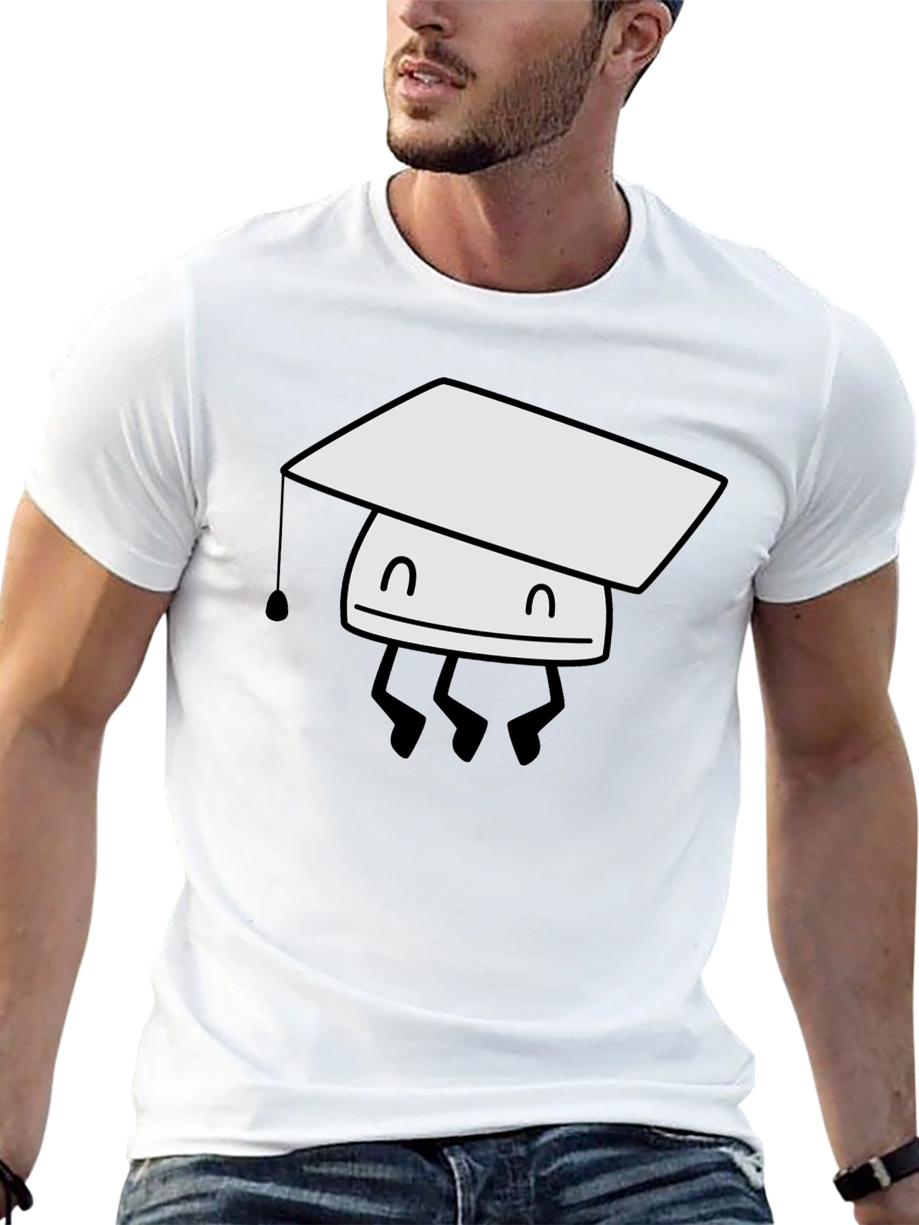 Graduation Bot T-Shirt - Black Cotton Tee