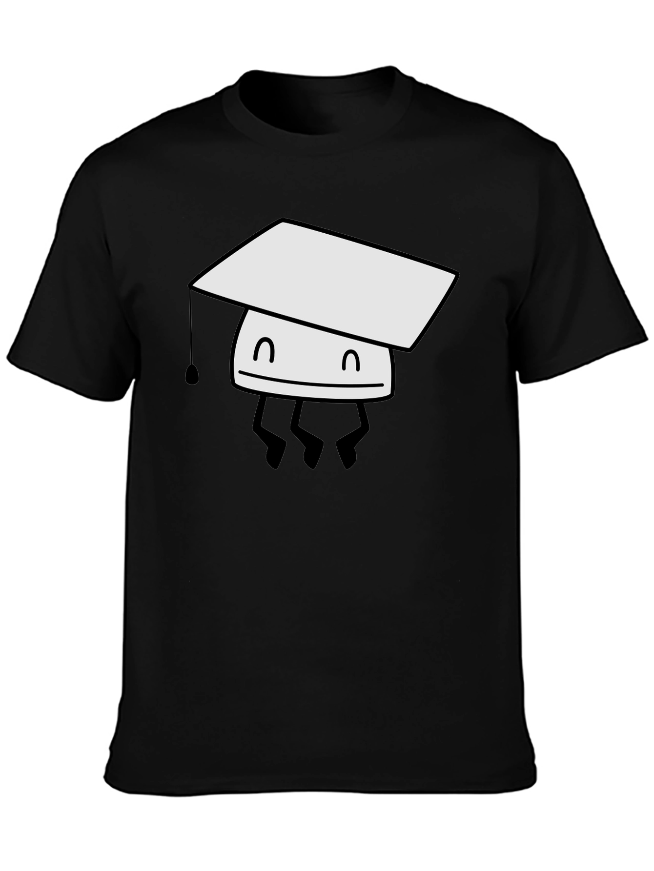 Graduation Bot T-Shirt - Black Cotton Tee
