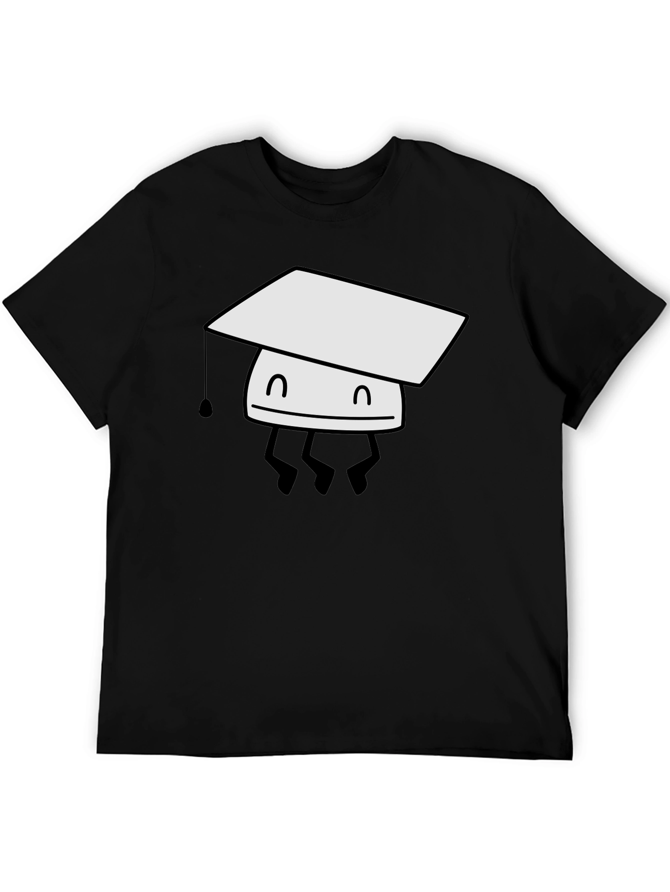 Graduation Bot T-Shirt - Black Cotton Tee