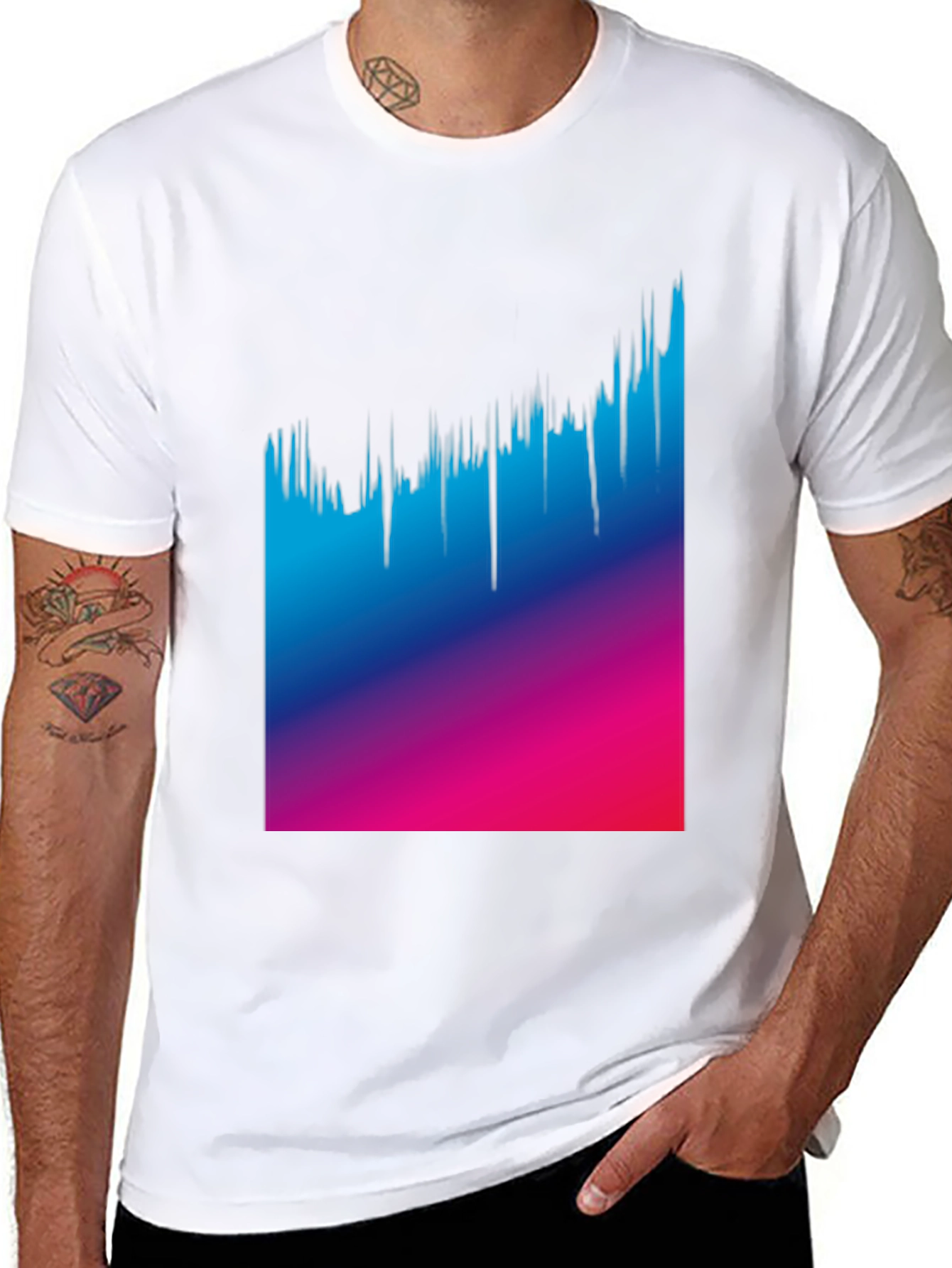Gradient Drip Graphic Tee - Modern Style