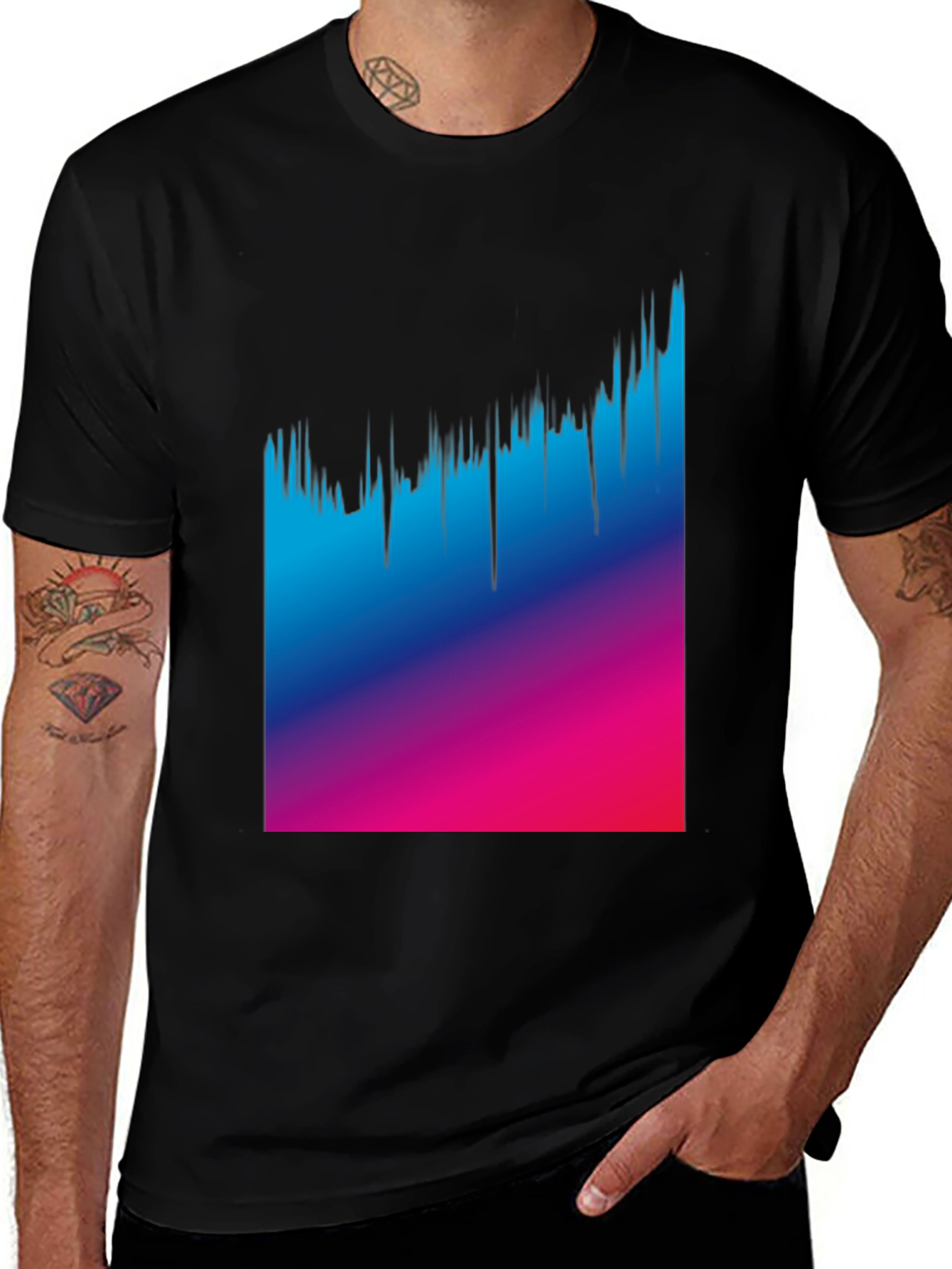 Gradient Drip Graphic Tee - Modern Style