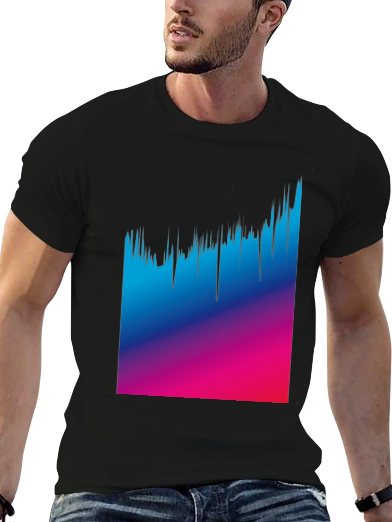 Gradient Drip Graphic Tee - Modern Style