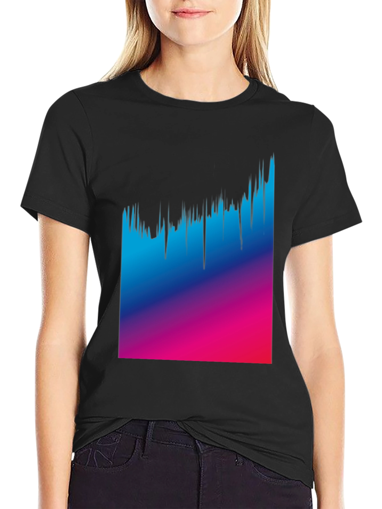 Gradient Drip Graphic Tee - Modern Style