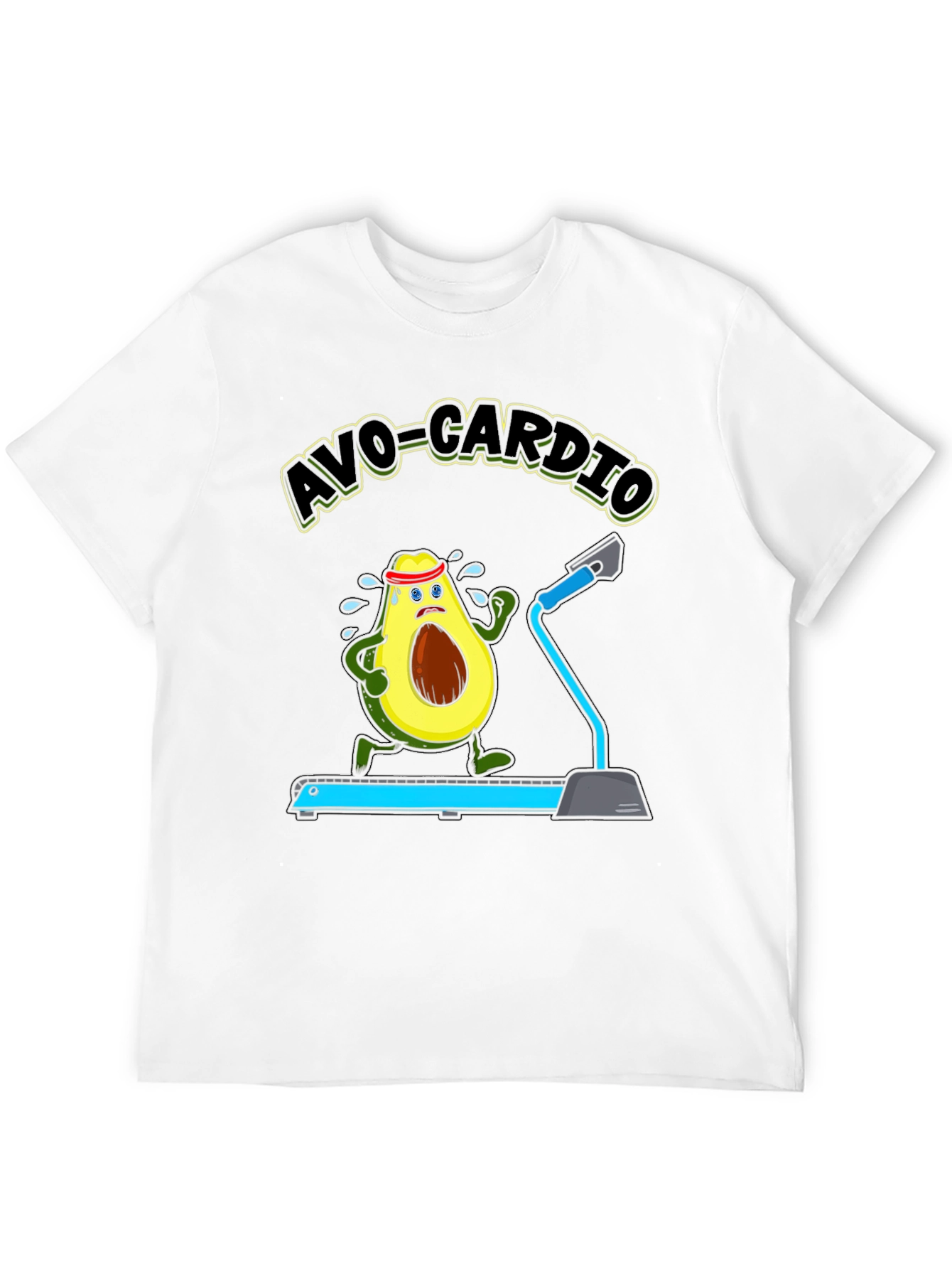Avo-Cardio Avocado Treadmill Funny Graphic T-Shirt