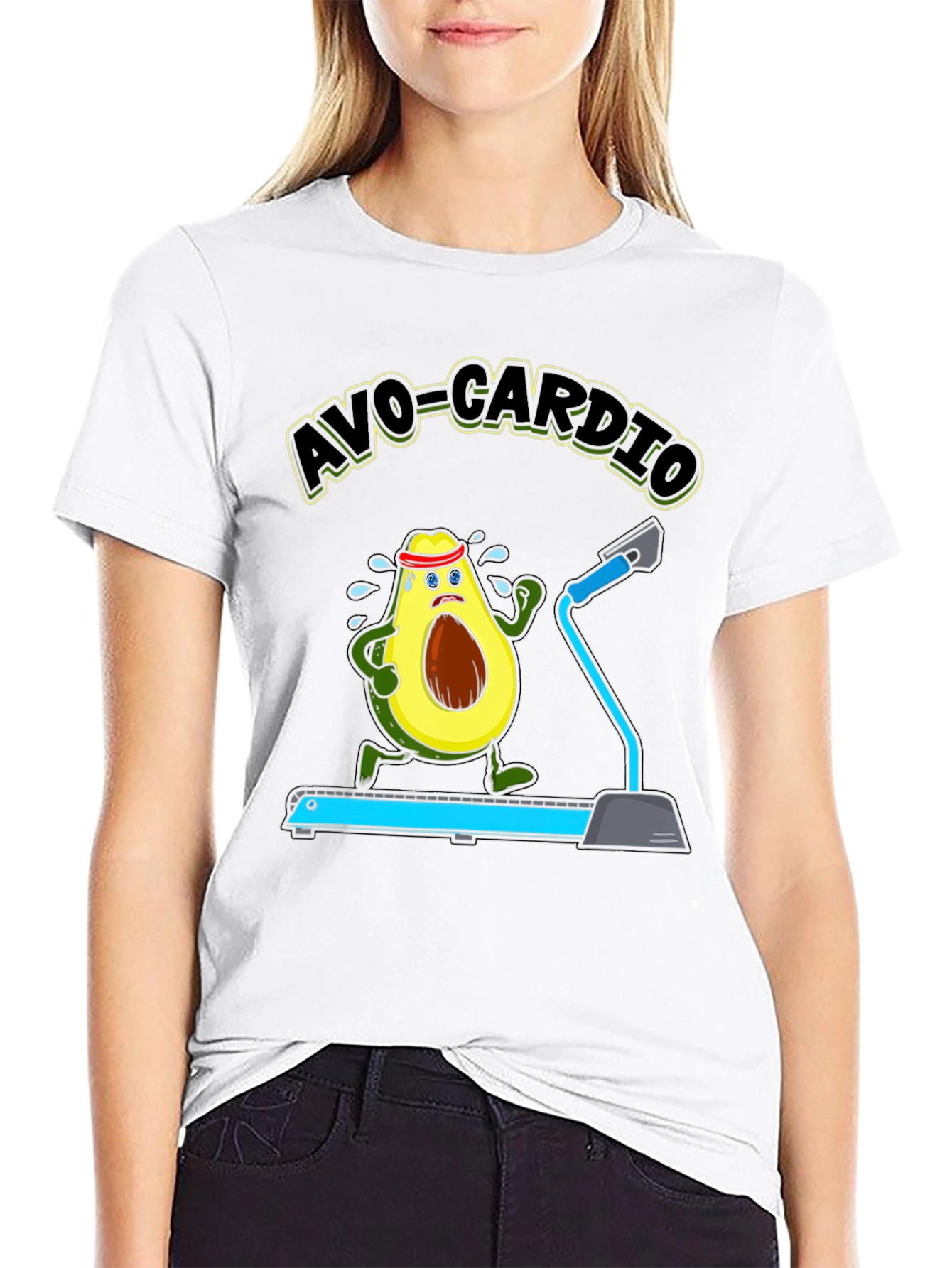 Avo-Cardio Avocado Treadmill Funny Graphic T-Shirt