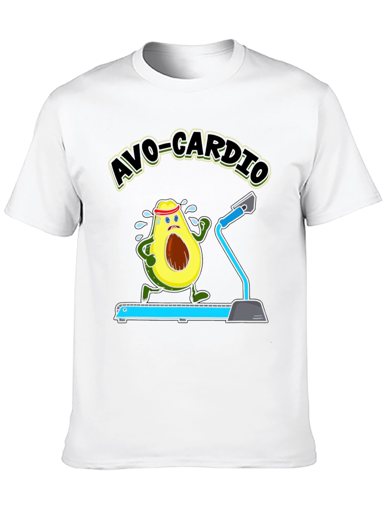 Avo-Cardio Avocado Treadmill Funny Graphic T-Shirt