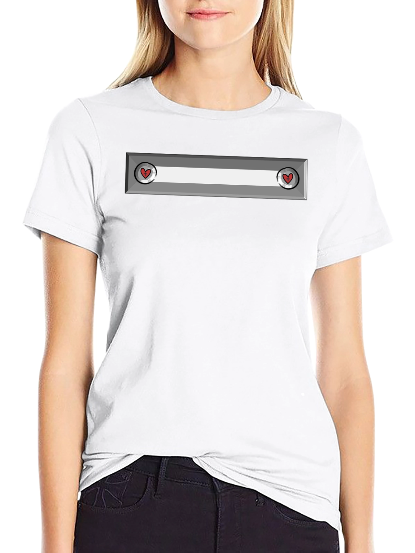 Heart Panel Black T-Shirt - Unique Design